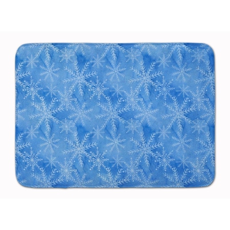 Jensendistributionservices Watercolor Dark Blue Winter Snowflakes Machine Washable Memory Foam Mat MI2550809